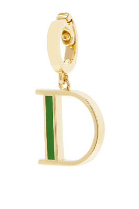 English Letter D Charm, 18k Yellow Gold